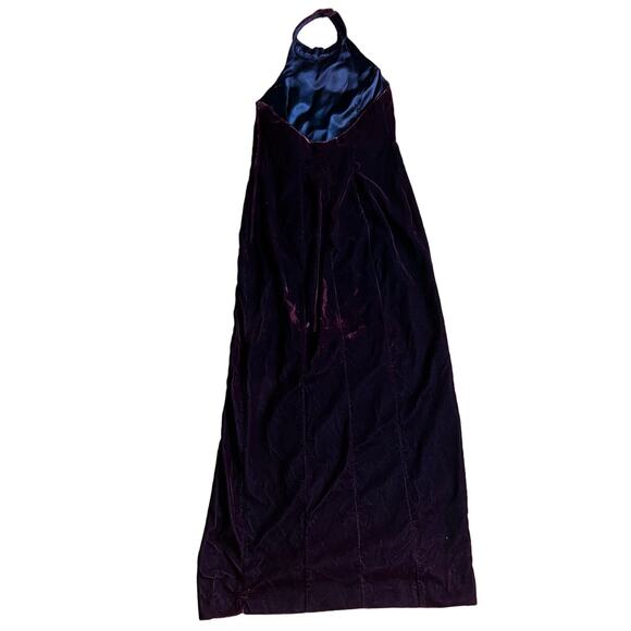 Vintage Scarlett Nite size 11/12 small purple velvet halter dress slit low back - Picture 5 of 10